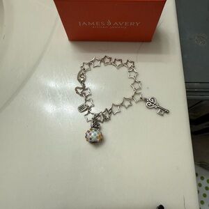 James Avery Silver Star-Link Bracelet with Key and Polka-Dot Retired Luv U Bead